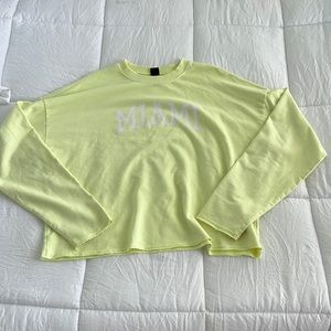 miami neon green pullover cropped